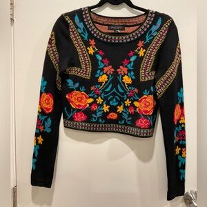 Colorful Floral Embroidered Sweater